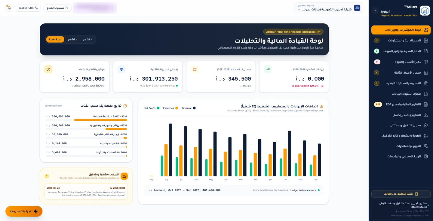 Financial dashboard: revenue, expenses and cash at a glance